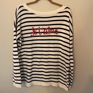 "Je t'aime" Striped Talbot's Sweater (Large)